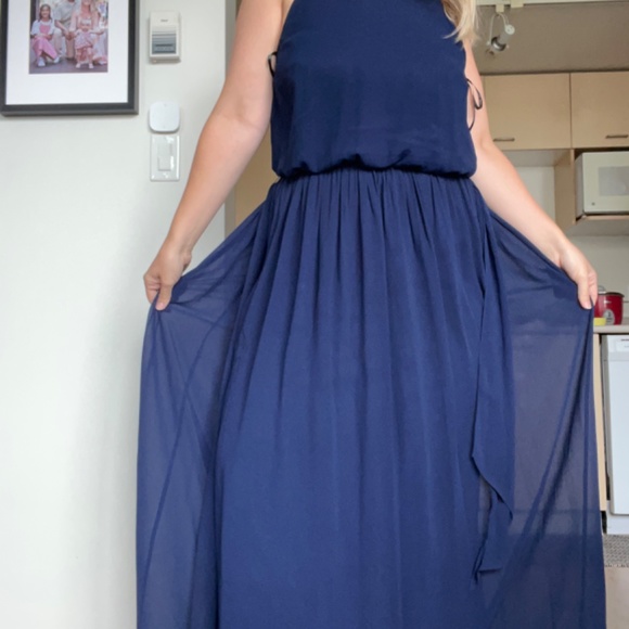 Anthropologie Navy formal maxi dress - Picture 2 of 11